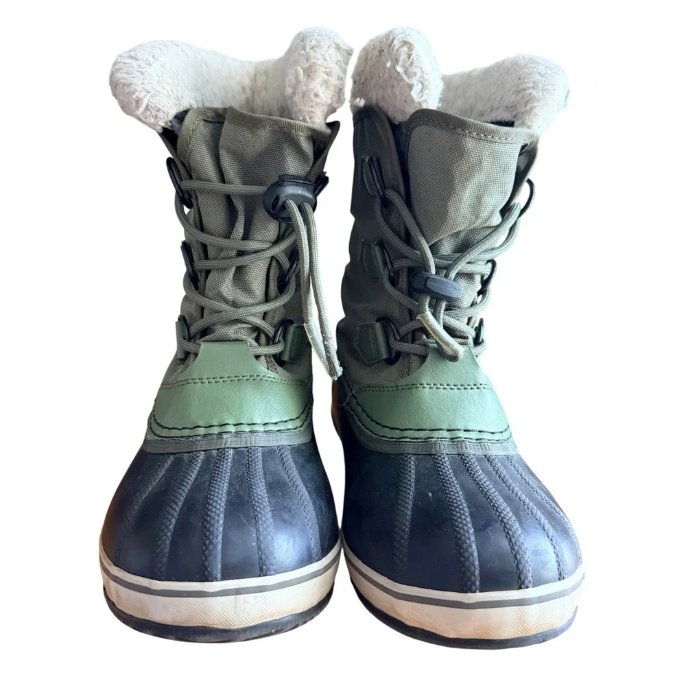 Sorel Boots Kids 3 Yoot Pac TP Sage Green Waterproof Snow EUC NY1962-371